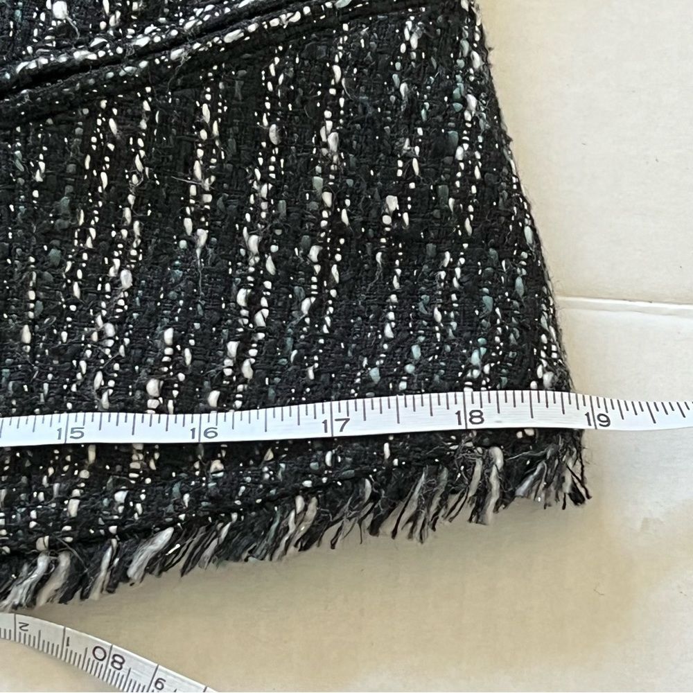 Stella & Jamie Blazer Jacket Sz M Black White Tweed Snap Closure Leather Arms - Picture 13 of 13